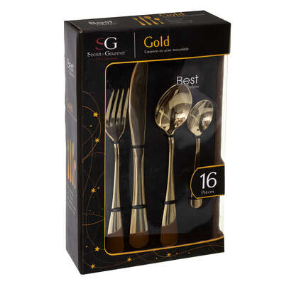 S/steel 16p Cutlery Set Gold Gift