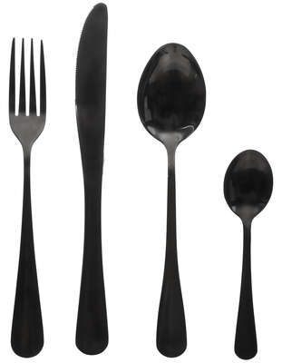 16p Set Black Cutlery Shadow Gift