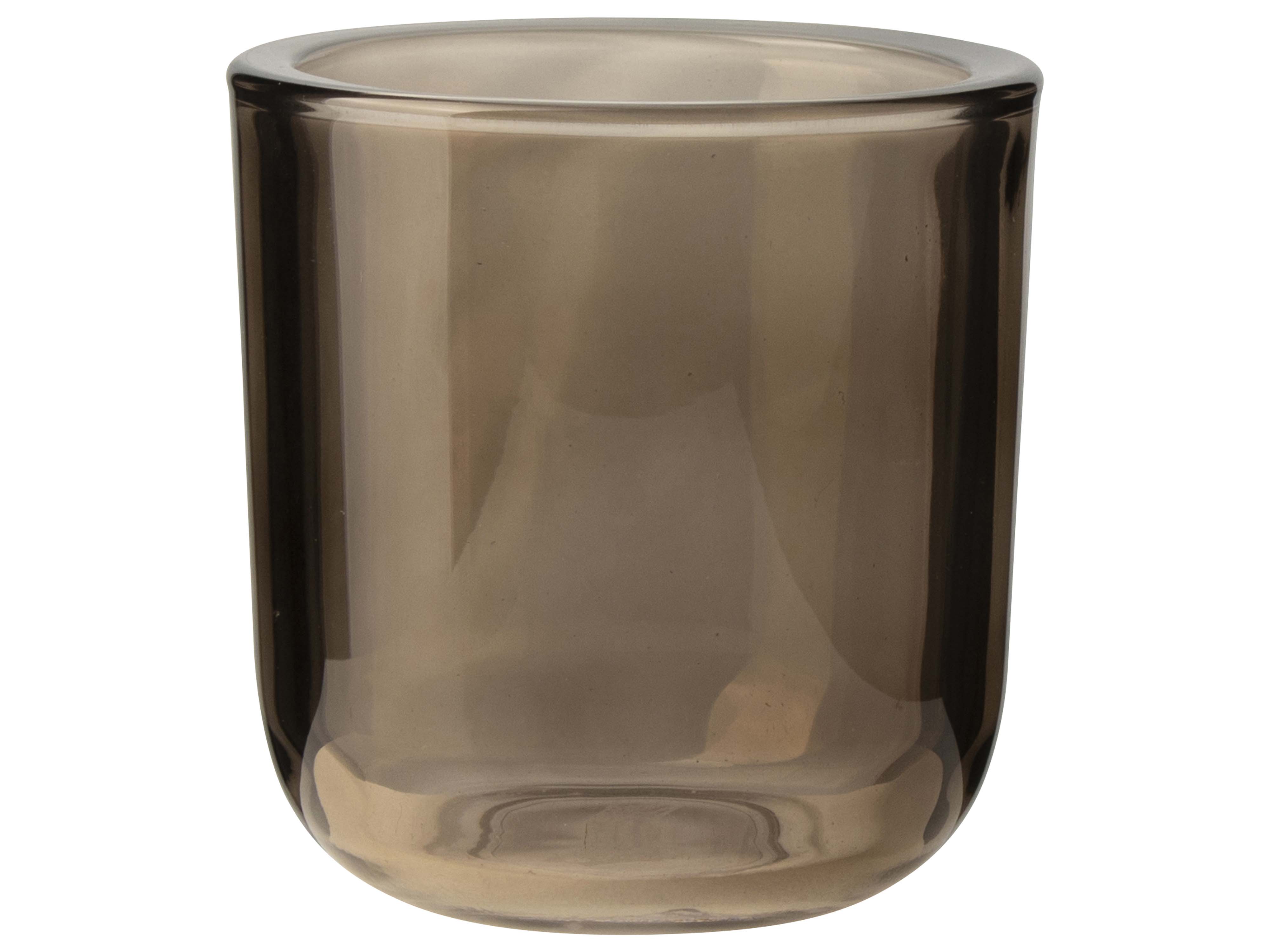 Glass Tealight Holder 9x9.5cm Brown Gift