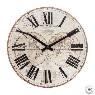 Mdf Wall Clock World Map 28cm Gift
