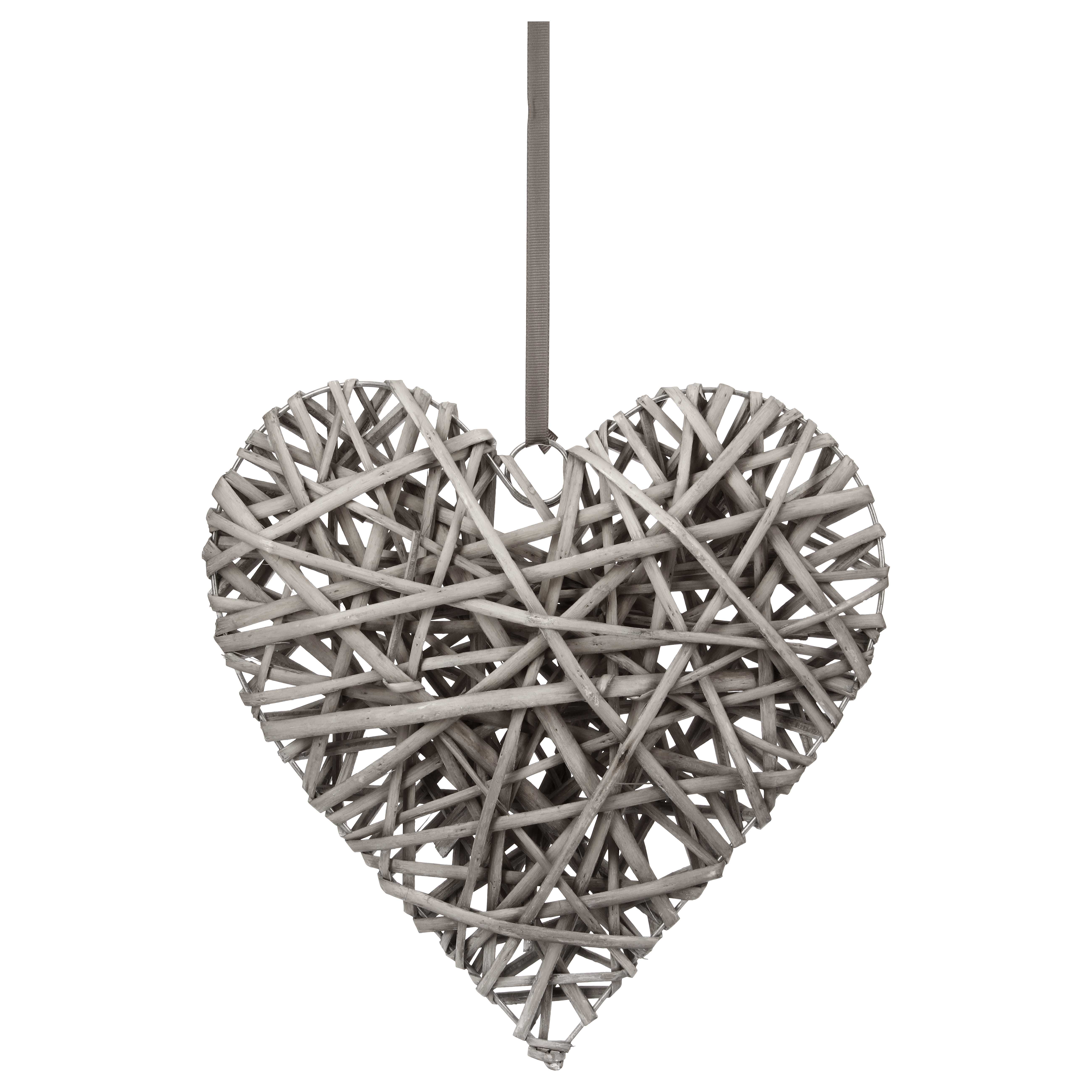 Willow Decorative Grey Heart 30cm Gift