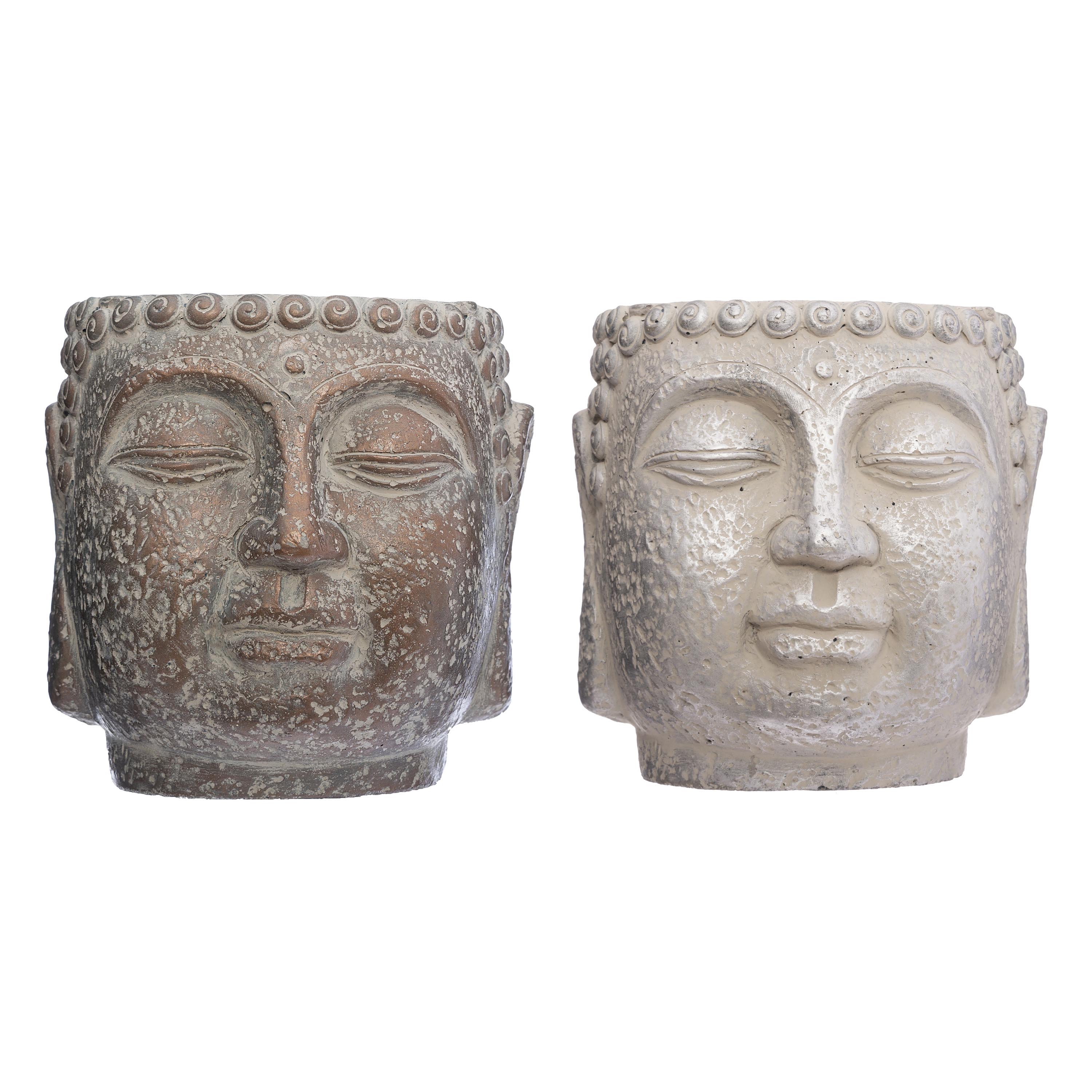Buddha Pot Cement H17.5cm Metallic Assorted Gift