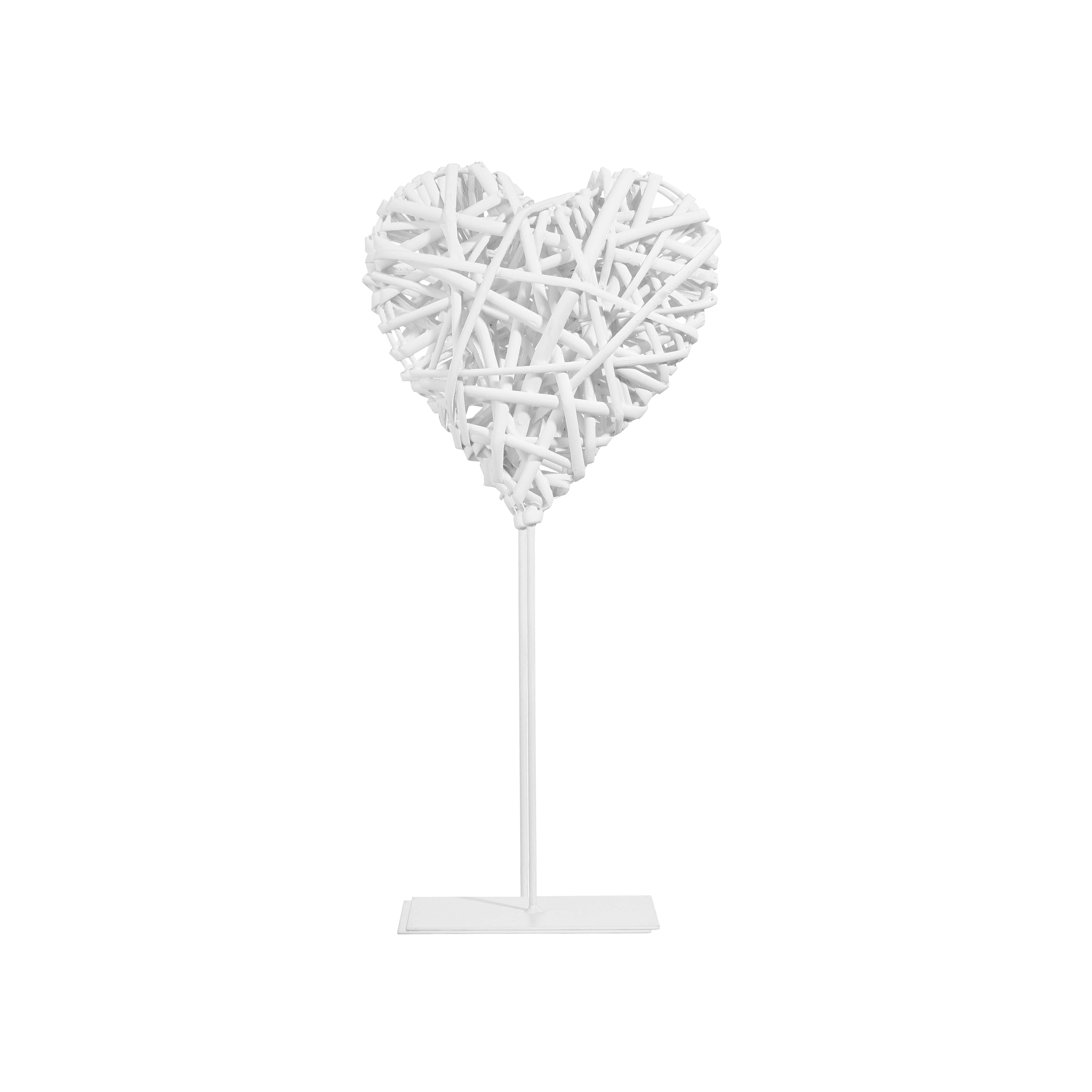 Decorative Willow Heart White W/stand Gift
