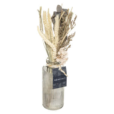 Glass Vase & Dry Flower White/red Assortment Gift
