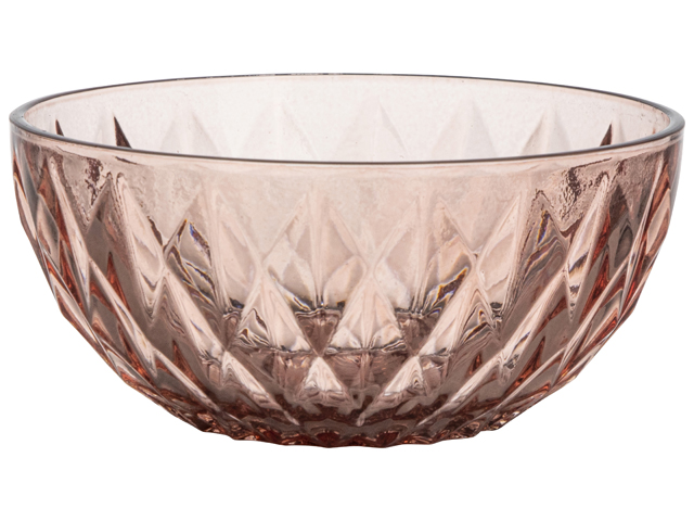 Bowl Glass D12.5x5.5cm Pink Gift