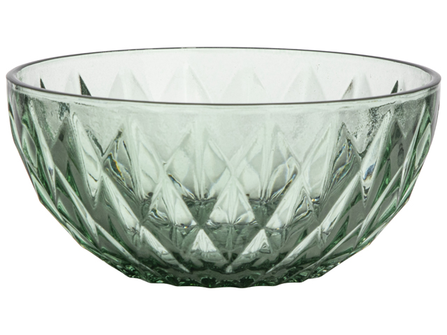 Bowl Glass D12.5x5.5cm Green Gift