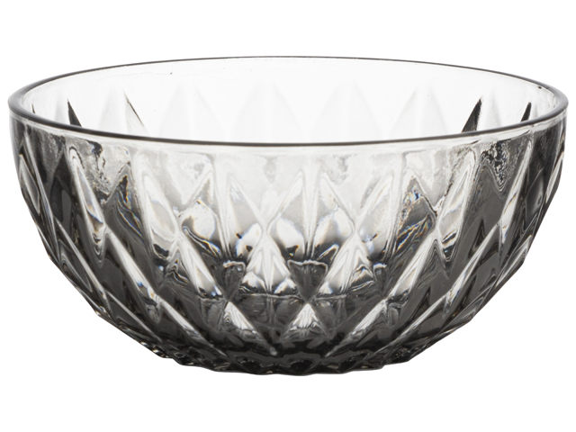 Bowl Glass D12.5x5.5cm Grey Gift