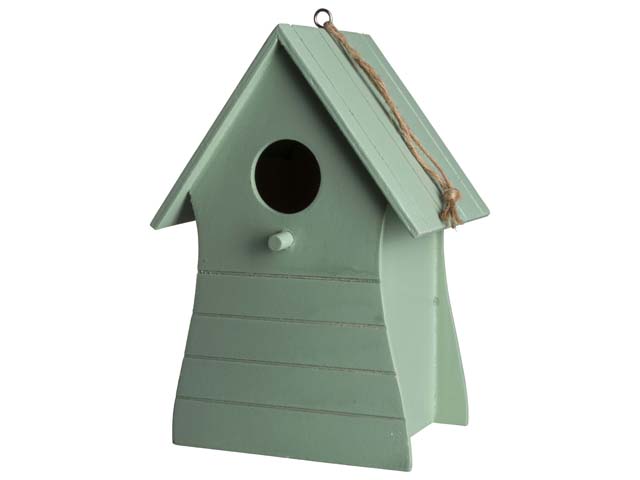 Birdhouse Wood 14x20.5cm Green Gift