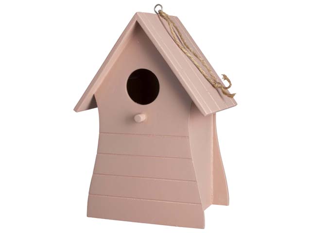Birdhouse Wood 14x20.5cm Pink Gift