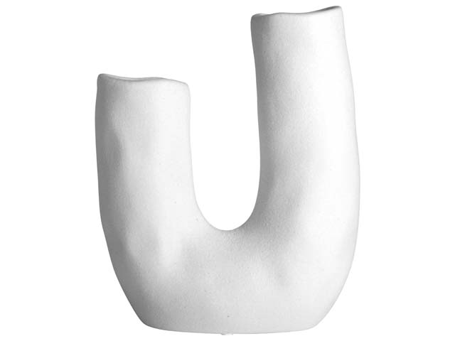 Vase U-shape 14.4x7.8x17.6cm White Gift