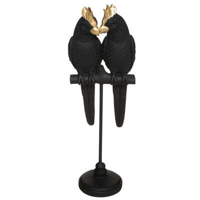 Resin Birds On Stand H35 Black Gift