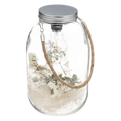 Led Lantern With Dried Flowers 28cm Assortment Gift