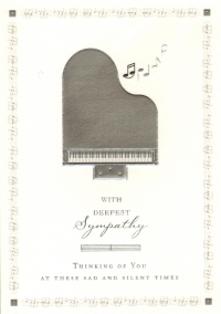 Greetings Card Sympathy Piano Ivory White Gift