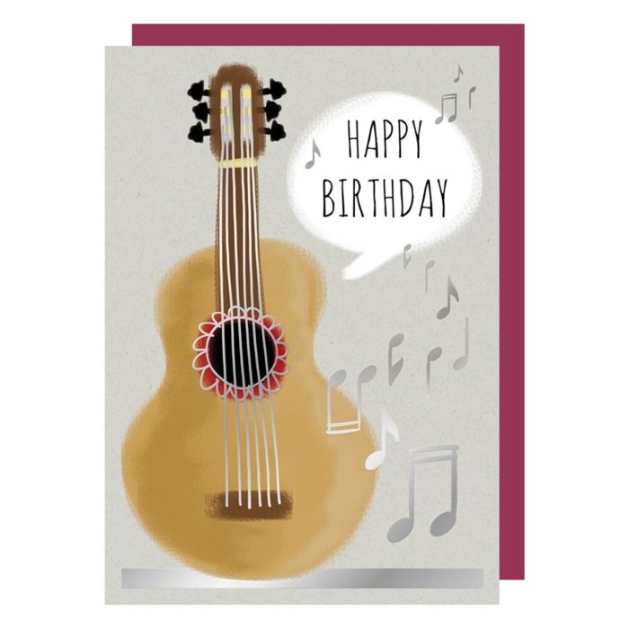 Greetings Card Birthday Guitar Rough Elegance Gift
