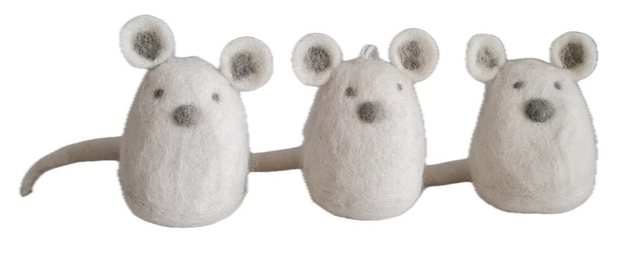 Handcrafted Wool Felt Mice Set Of 3 Gift
