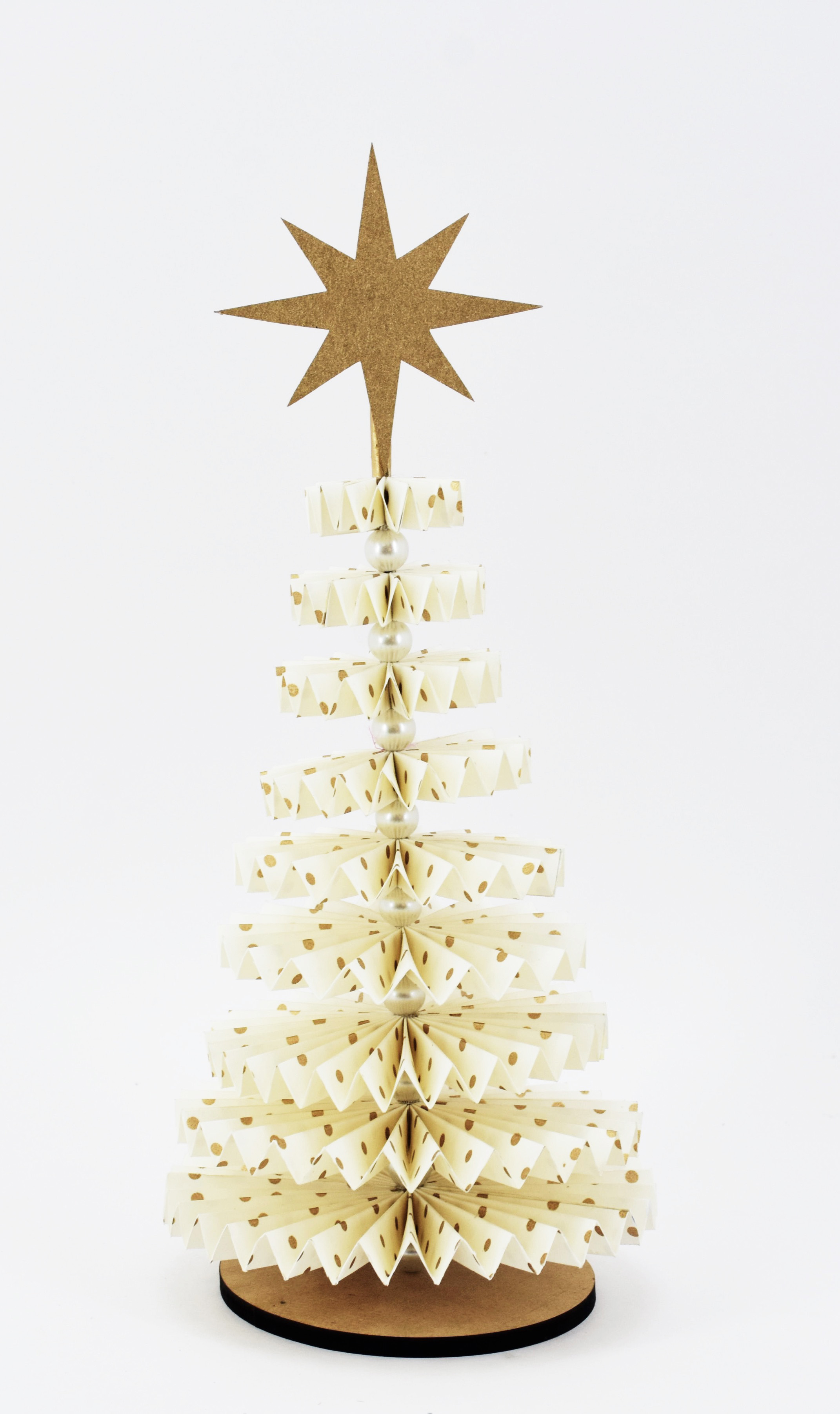 Paper Fan Tree Standing White Gold 31cm Gift