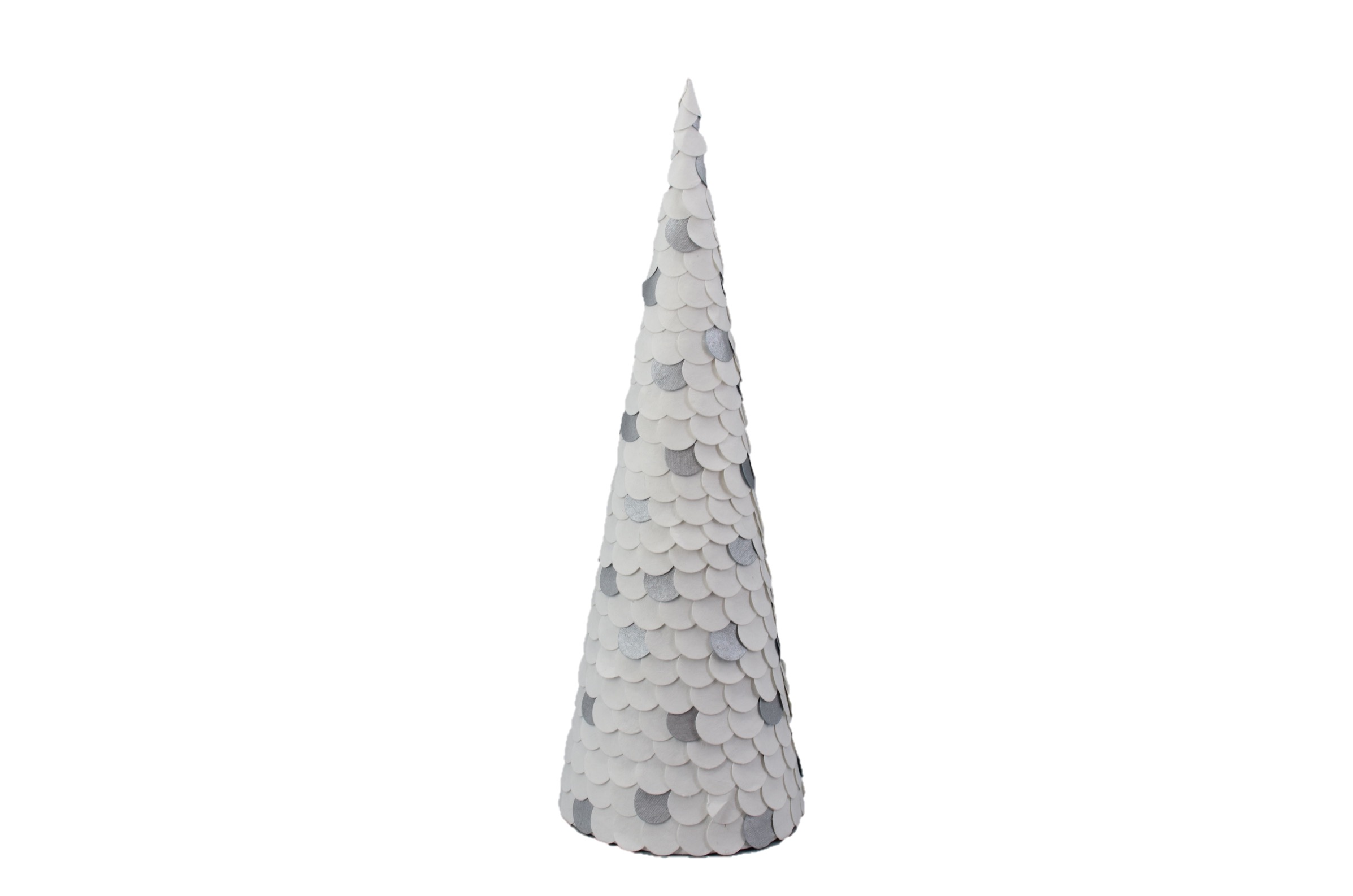 Paper Cone Tree White Silver 46 Cm Gift
