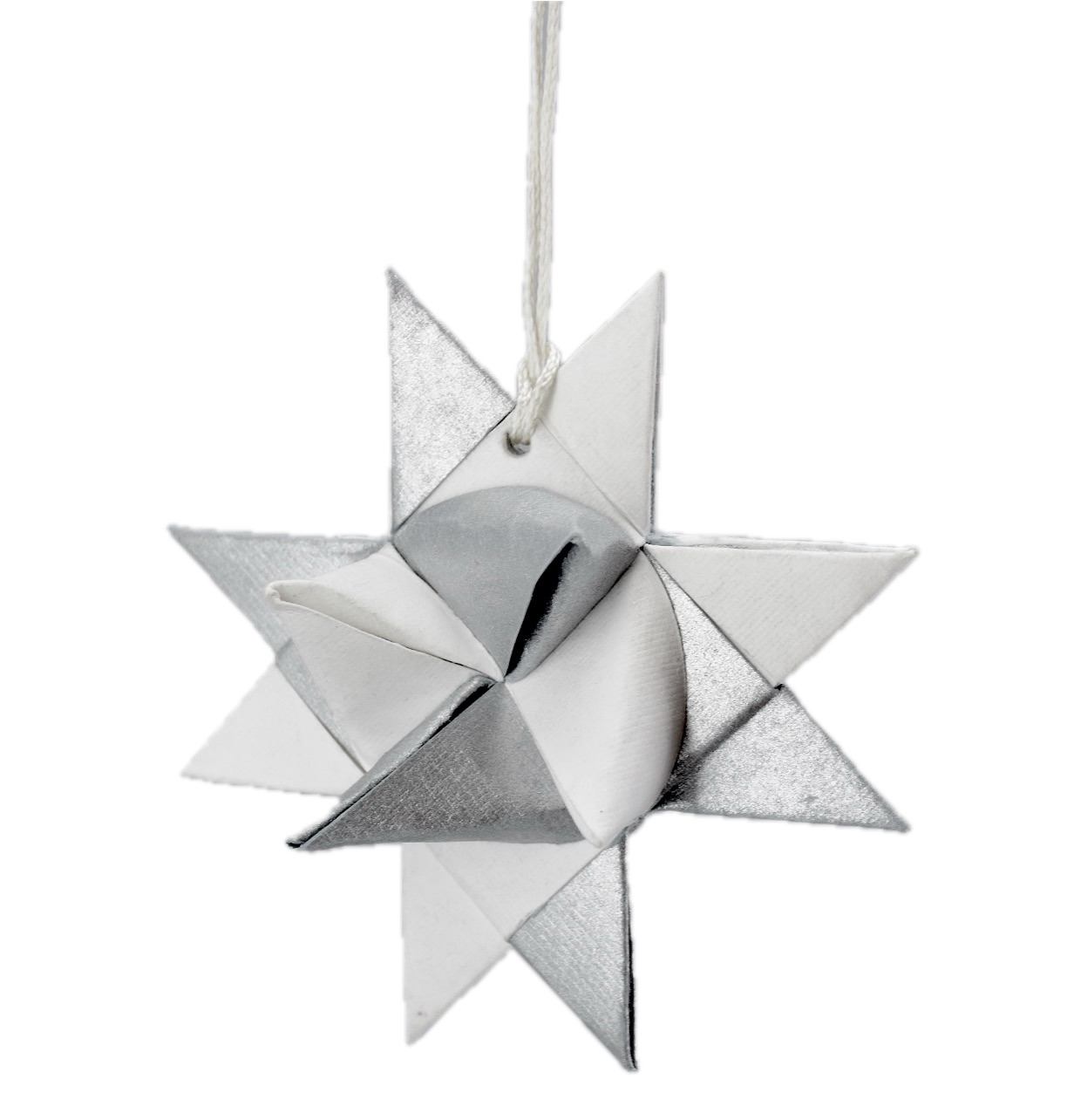 Paper 3d Hanging Star White Silver 10cm Gift