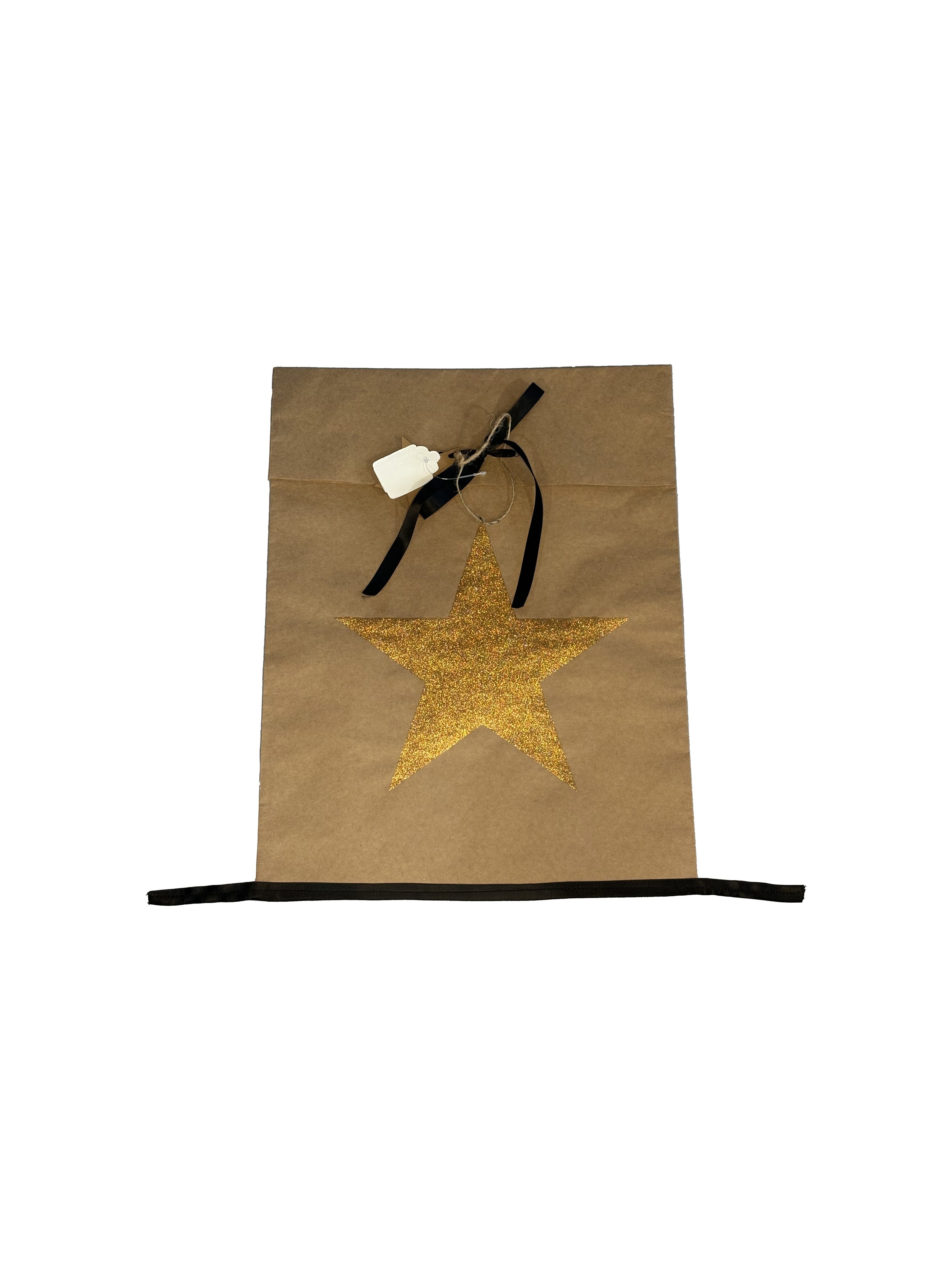 Star Print Paper Bag Kraft With Antique Gold Glitter Extra Small Gift