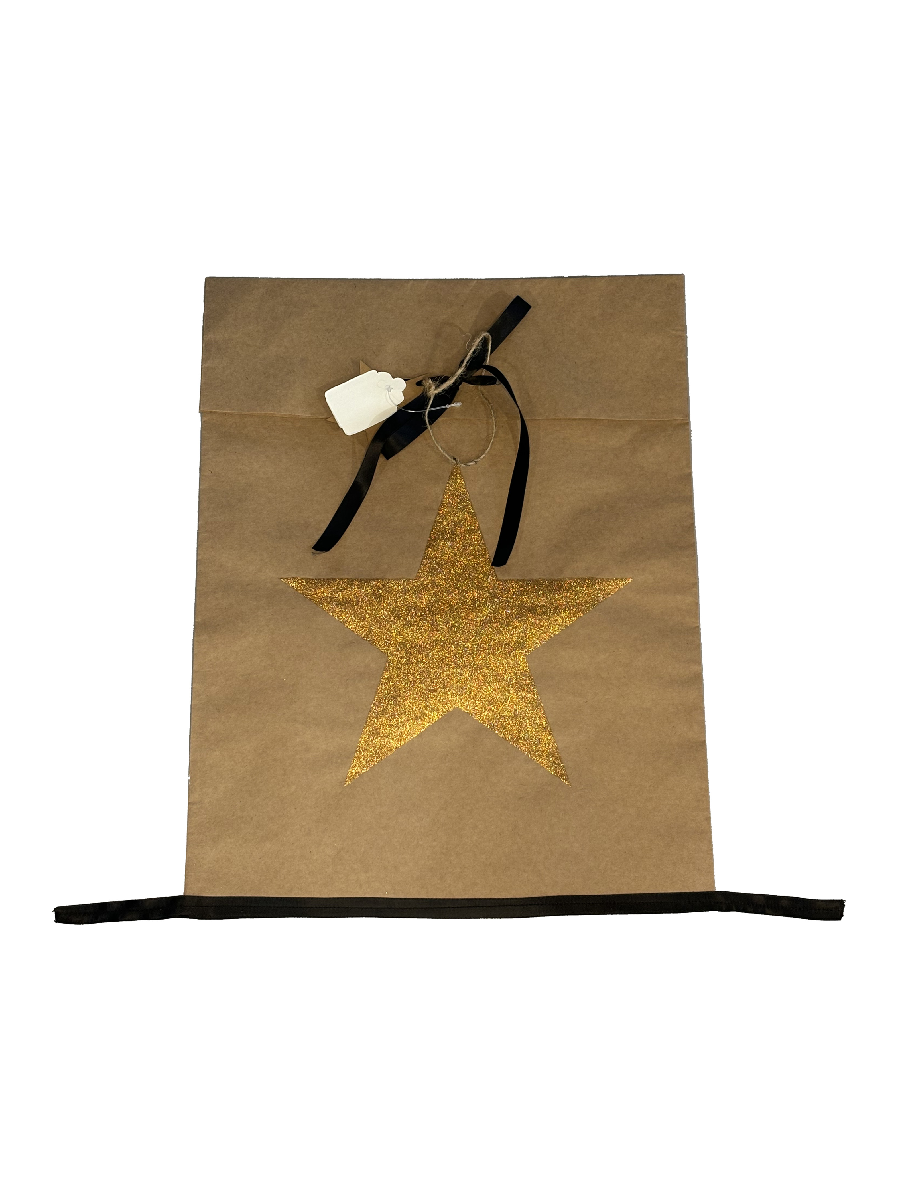 Star Print Paper Bag Kraft With Antique Gold Glitter Small Gift