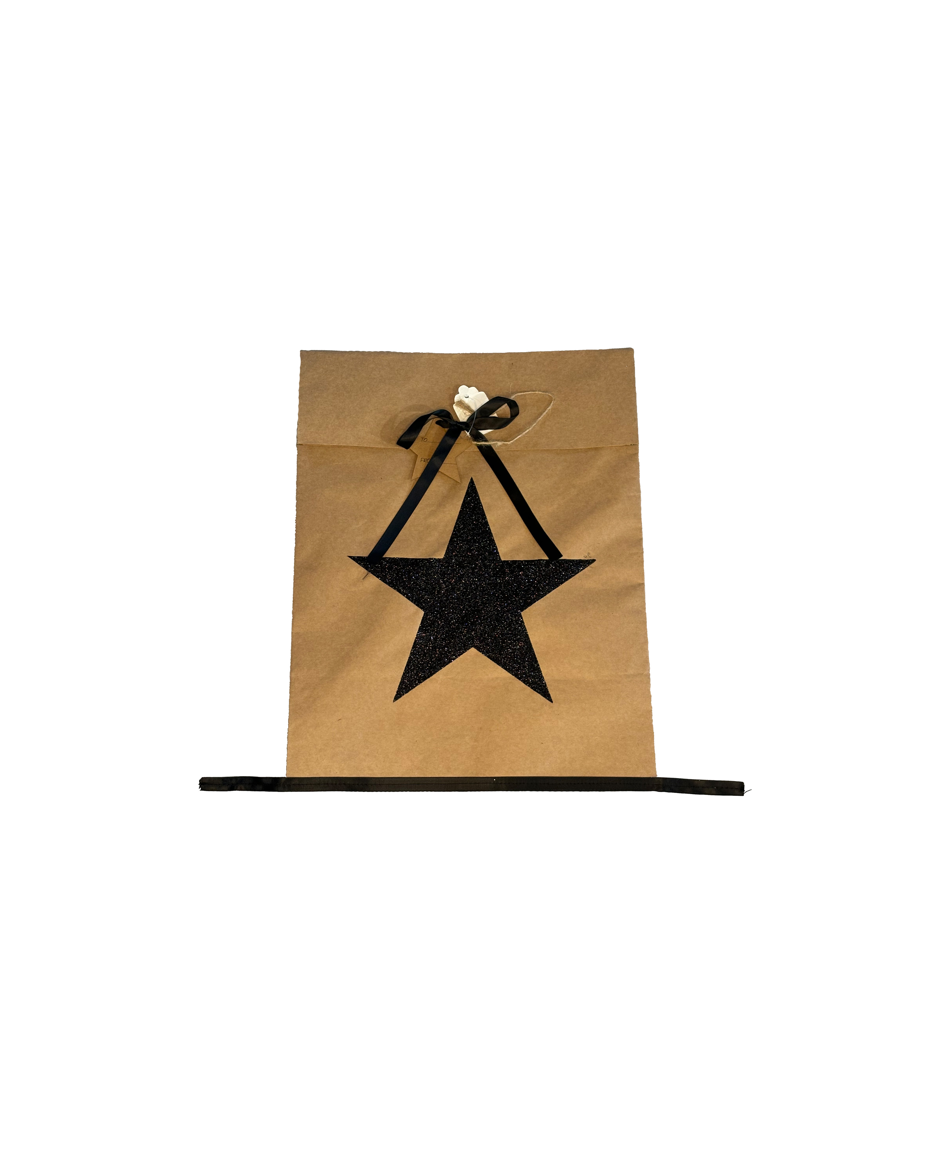 Star Print Paper Bag Kraft With Black Glitter Extra Small Gift