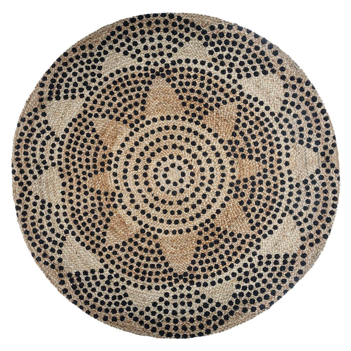 Aw24 Round Printed Living Rug 120cm Diameter Jute Gift