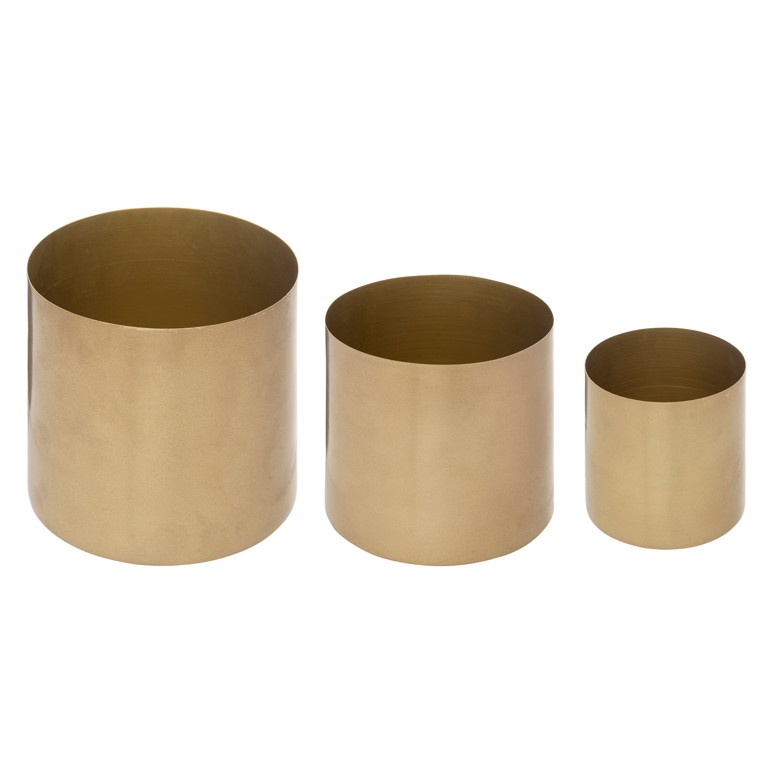 Aw24 Set Of 3 Gold Plant Pots 14cm Metal Gift