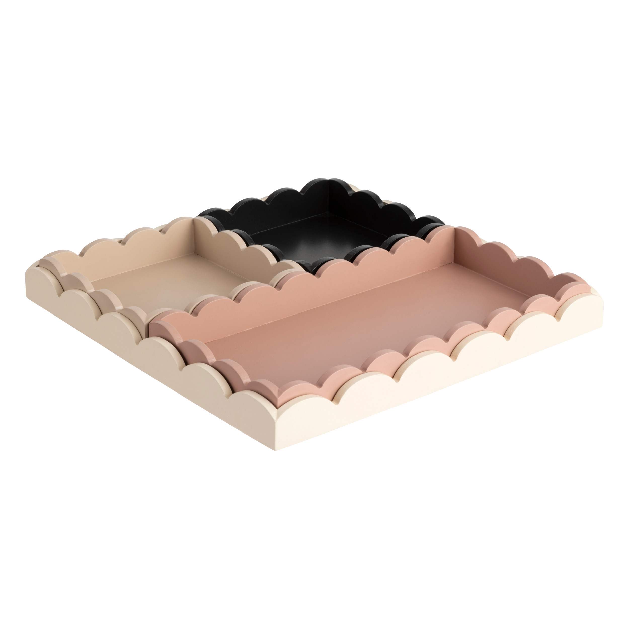 Ss25 Set Of 4 Wavy Wood Bliss Trays Gift