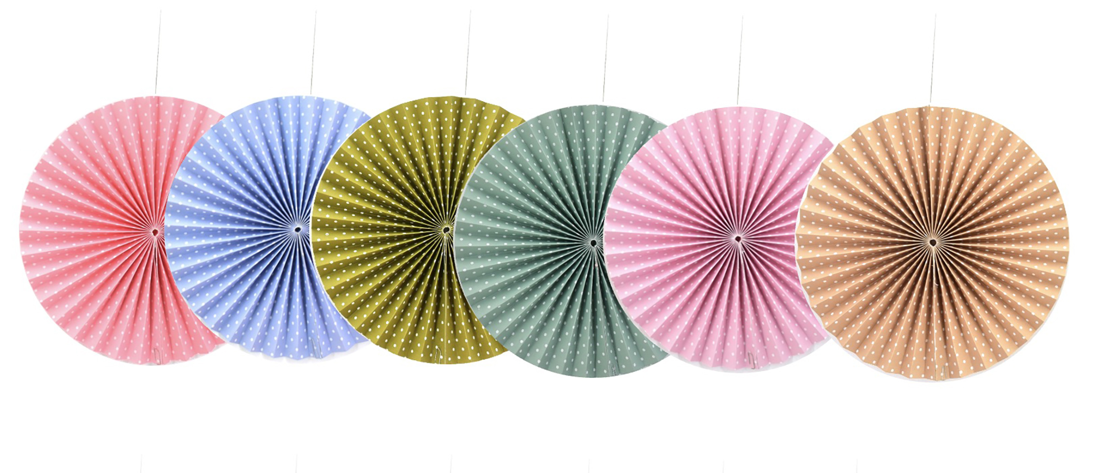 Set Of 6 Dotty Hanging Fans - Medium Gift