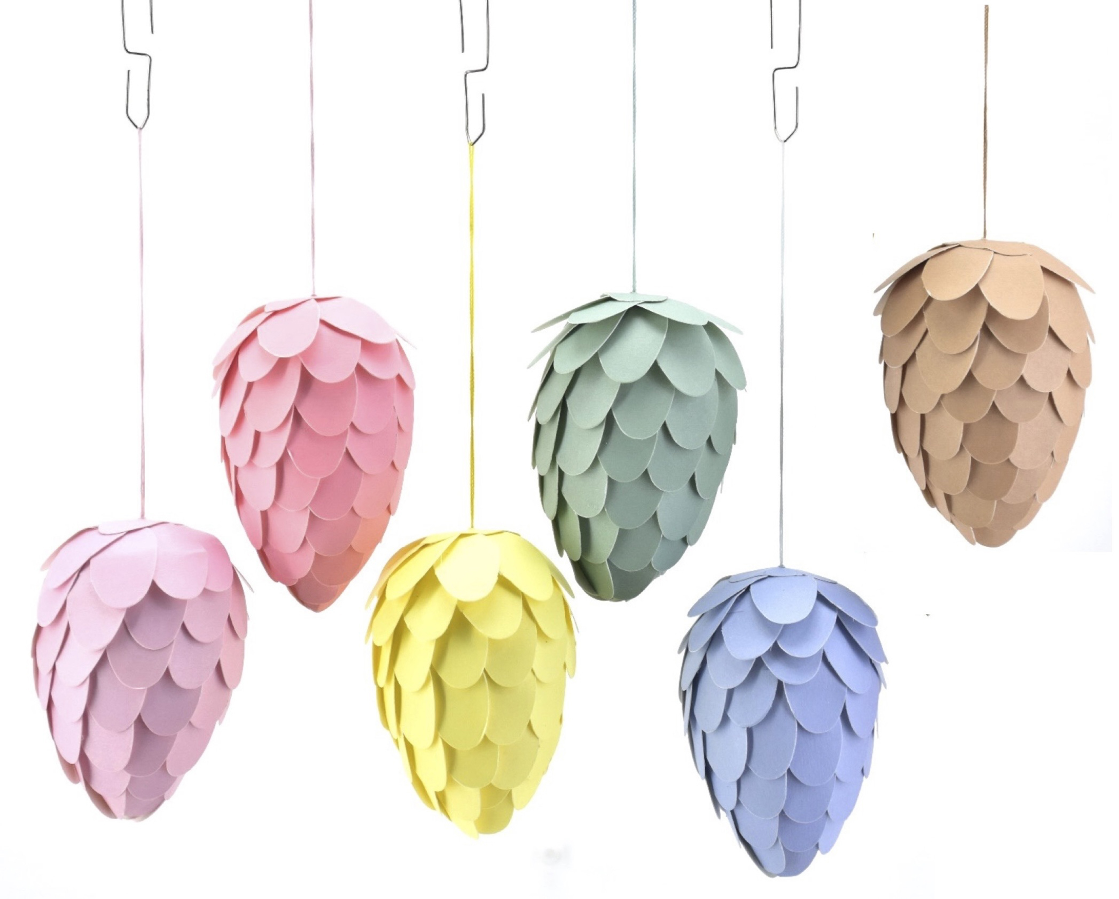 Set Of 6 Scalloped Hanging Eggs Small Gift