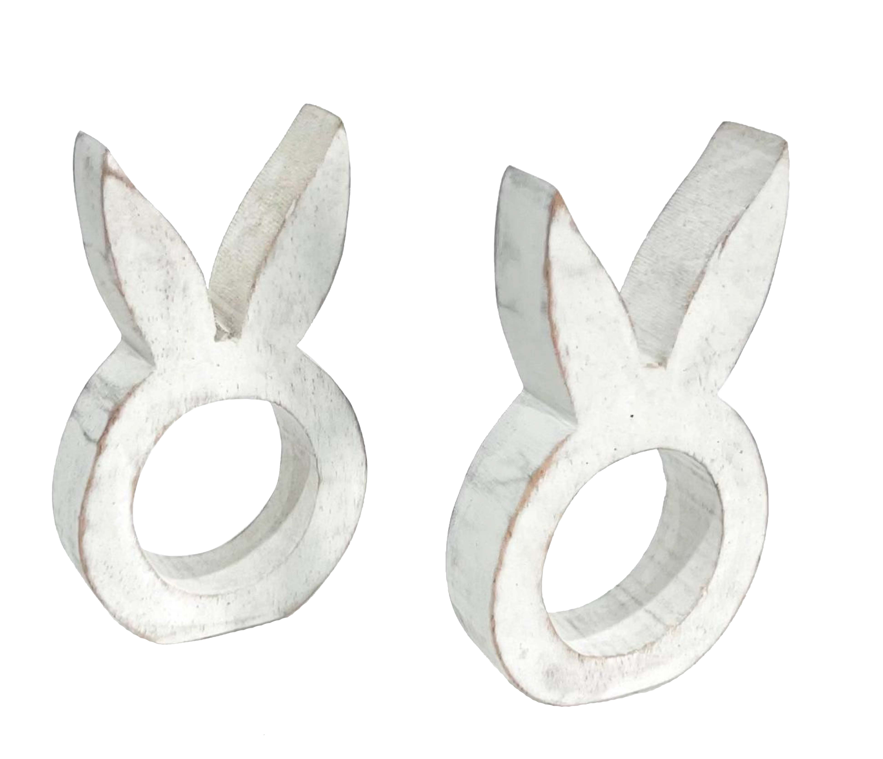 Ss25 Set Of 2 Hare Napkin Rings 6x10cm Gift