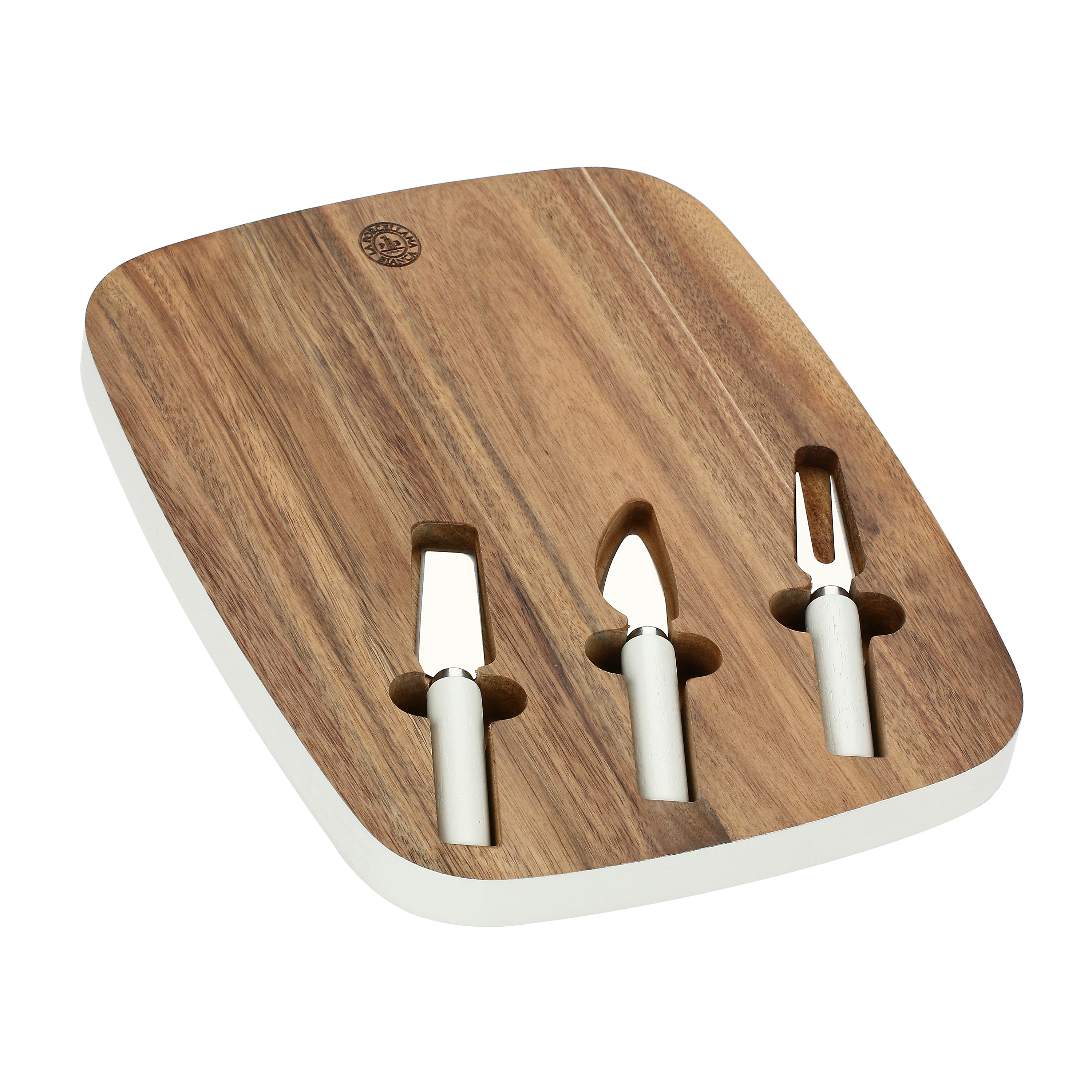 Libeccio Cheese Board With 3 Knives 35.6x27.9x2.5cm Gift