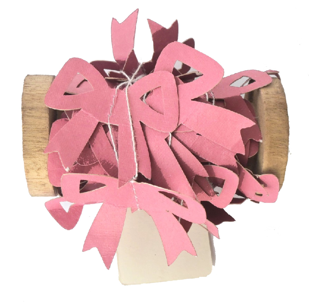 Bow Shape Garland On Spool Pink 5m Gift