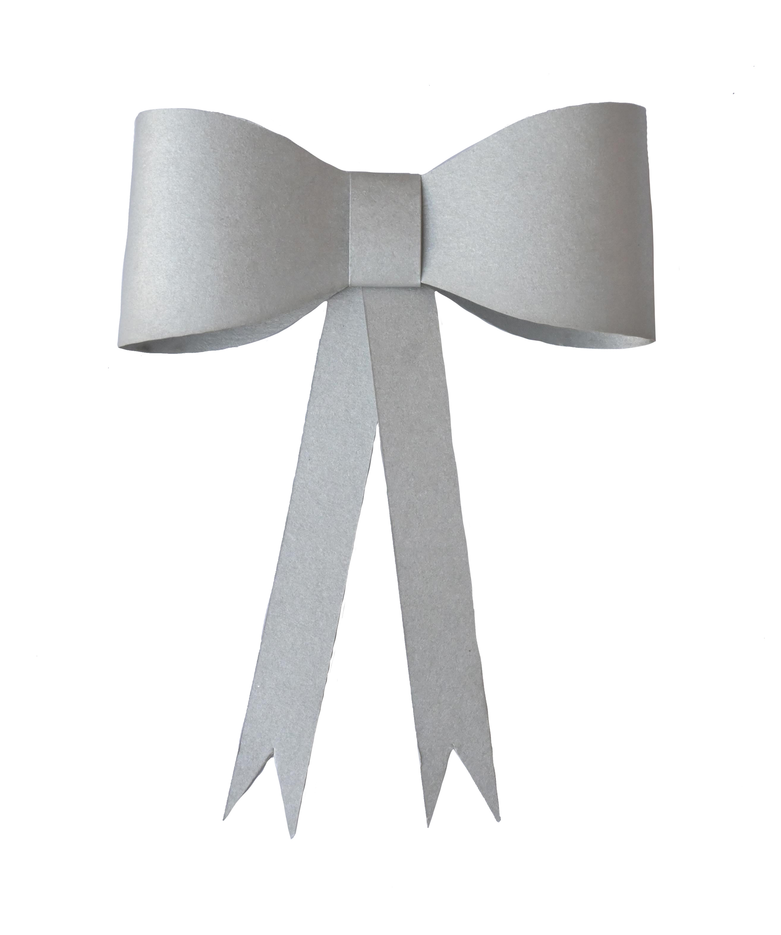 Paper Bow Hanging And Sticker Set 2 12cm Silver Gift