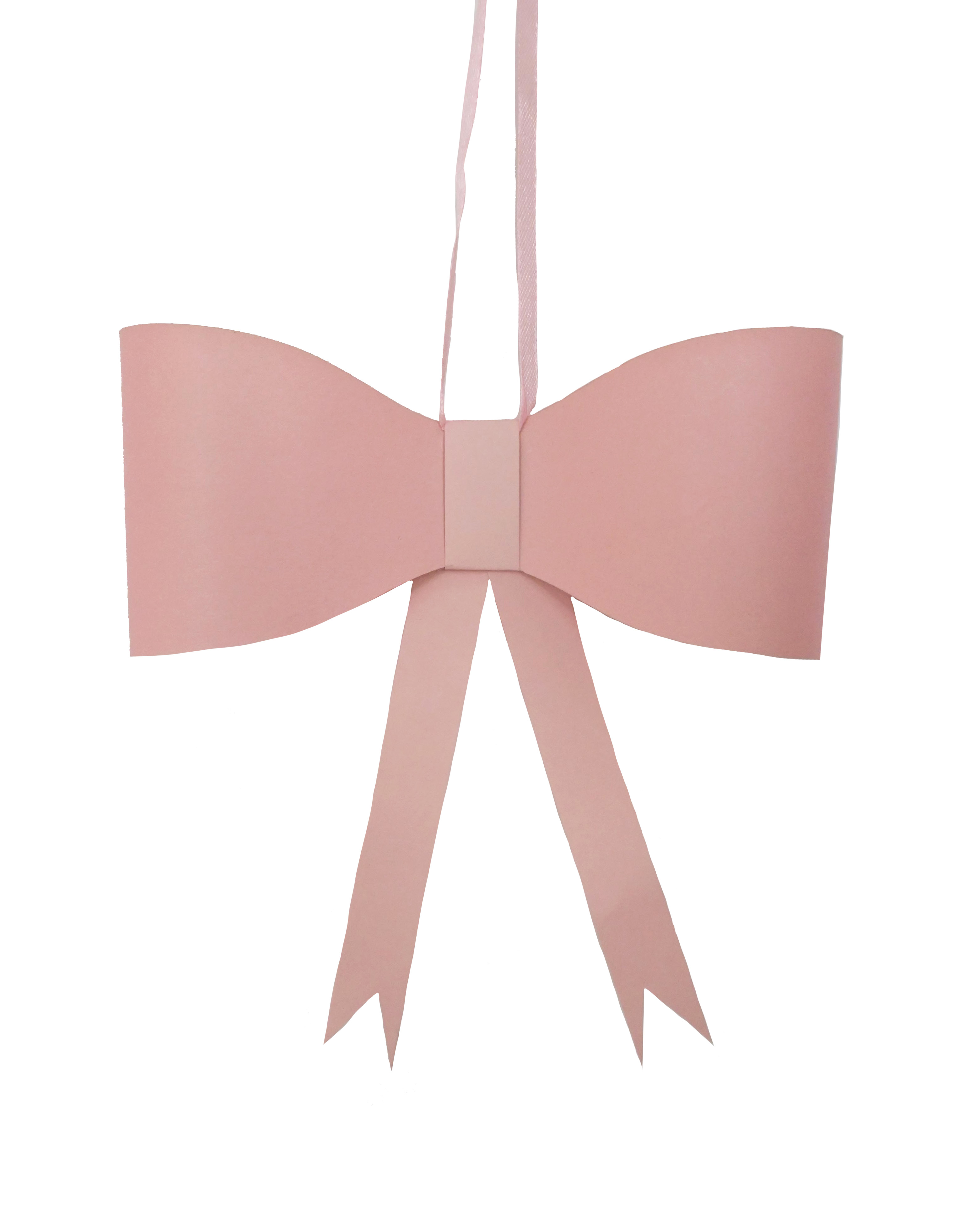 Paper Bow Hanging And Sticker Set 2 20cm Light Pink Gift