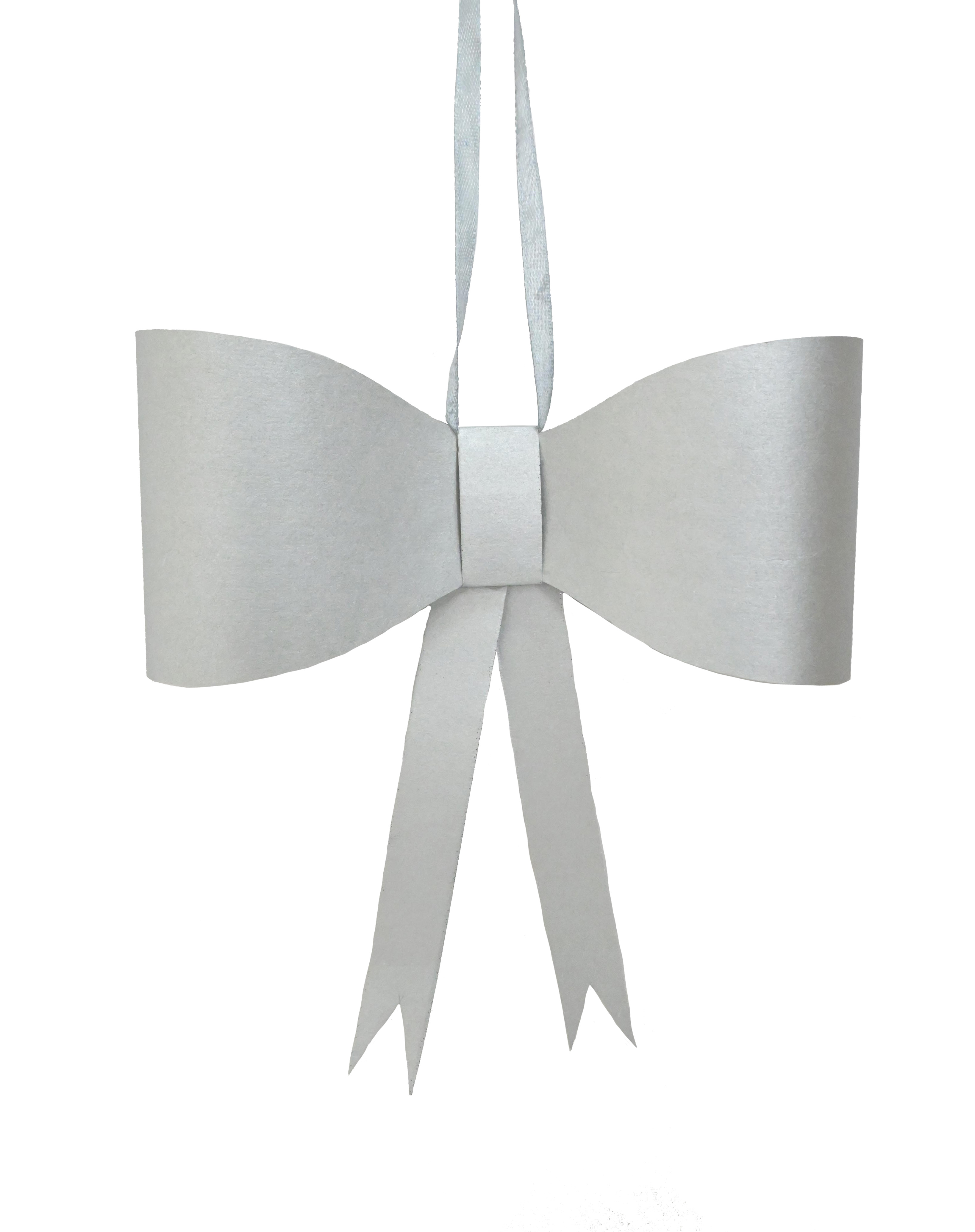 Paper Bow Hanging And Sticker Set 2 20cm Silver Gift