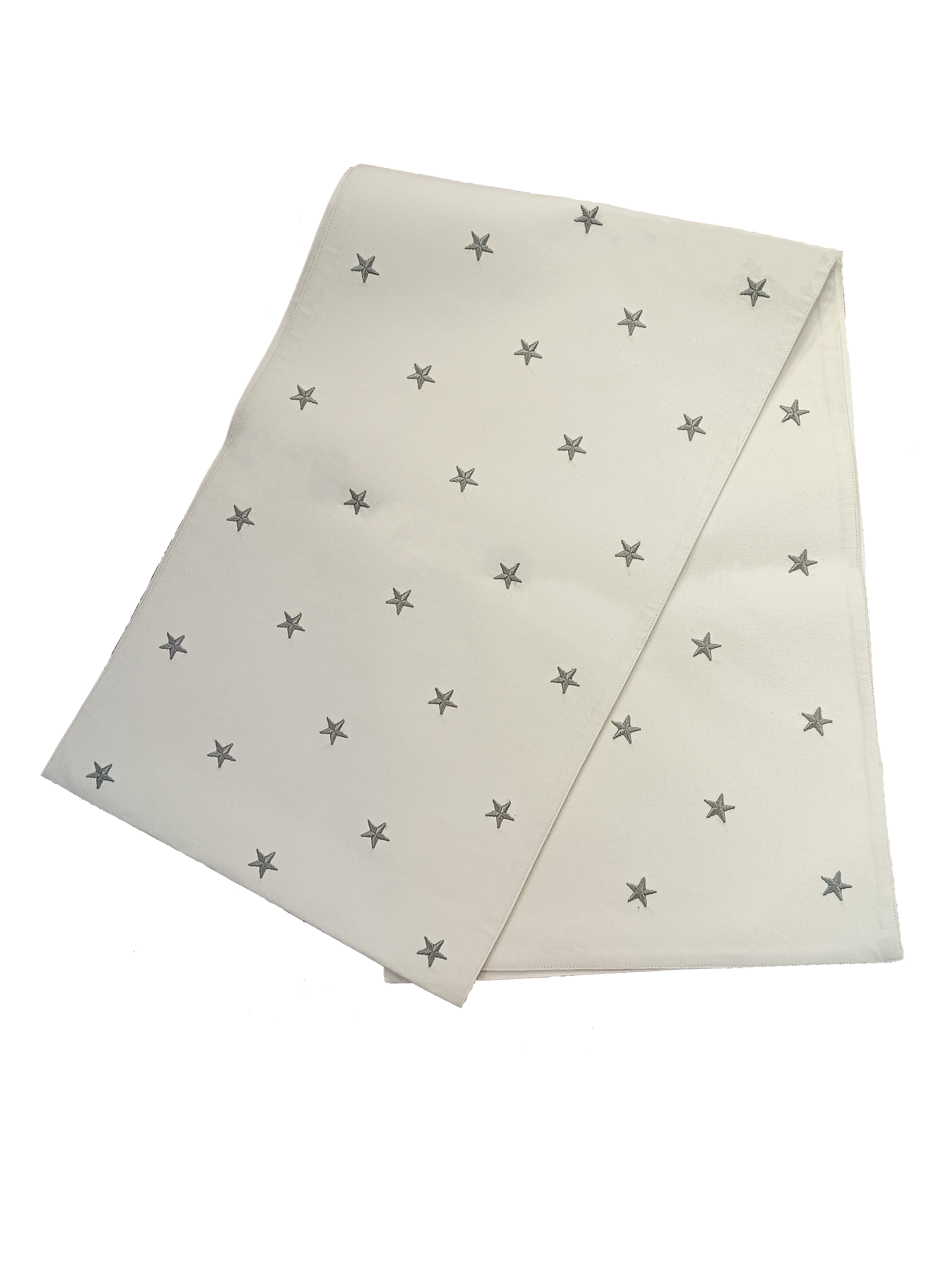 White Runner With Grey Star Embriodery 230cm Gift