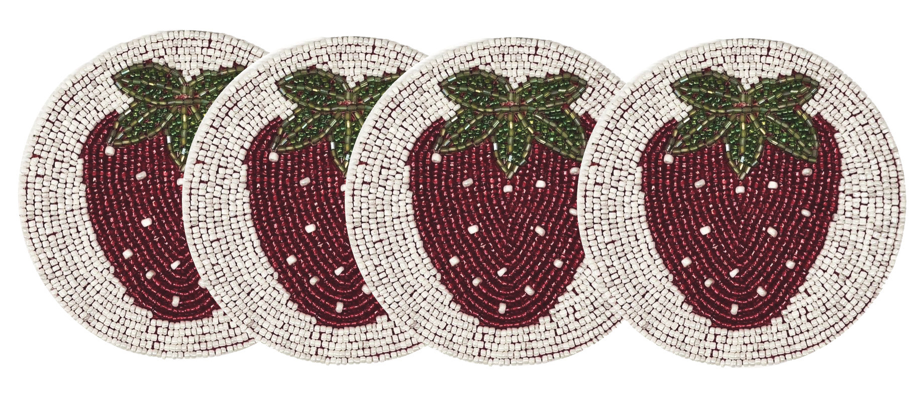 Set Of 4 Strawberry Coasters Gift