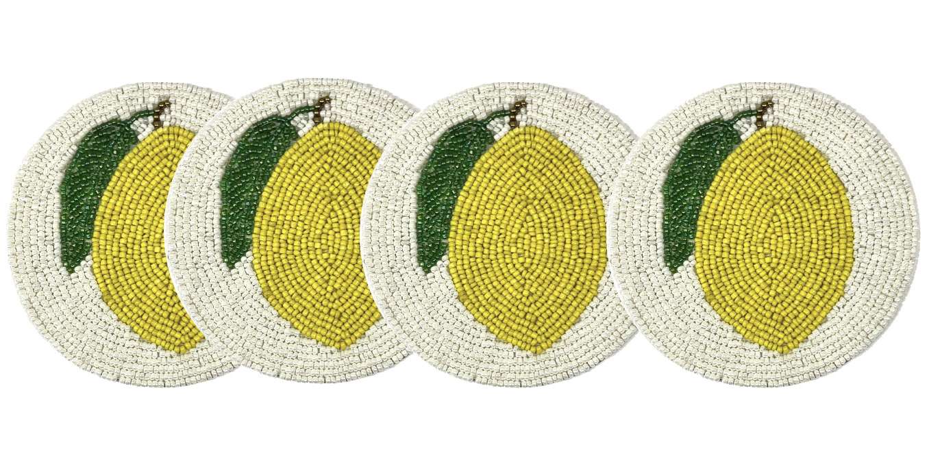 Set Of 4 Lemon Coasters Gift