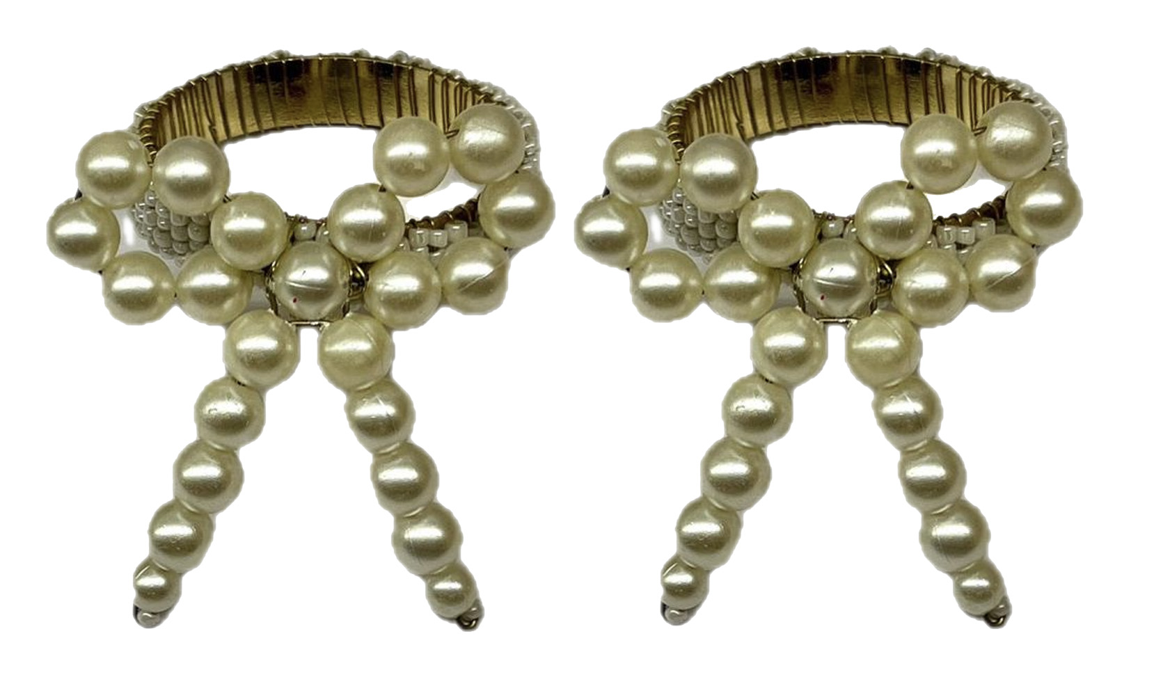 Set Of 2 Pearl Bead Napkin Rings Gift