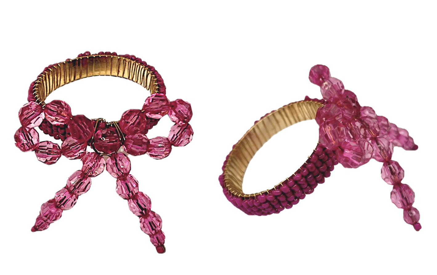 Set Of 2 Pink Bead Napkin Rings Gift