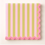 Striped Pink And Green Napkin With Ric Rac Trim Gift