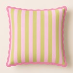 Striped Pink And Green Cushion With Ric Rac Trim Gift