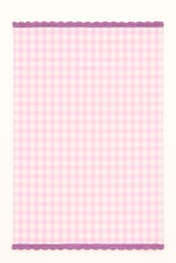 Gingham Pink Tea Towel With Lace Trim Gift