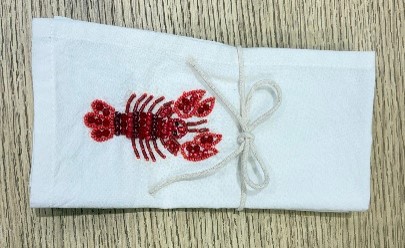 Set Of 2 Embroidered Napkins Lobster Gift