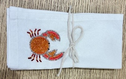 Set Of 2 Embroidered Napkins Crab Gift
