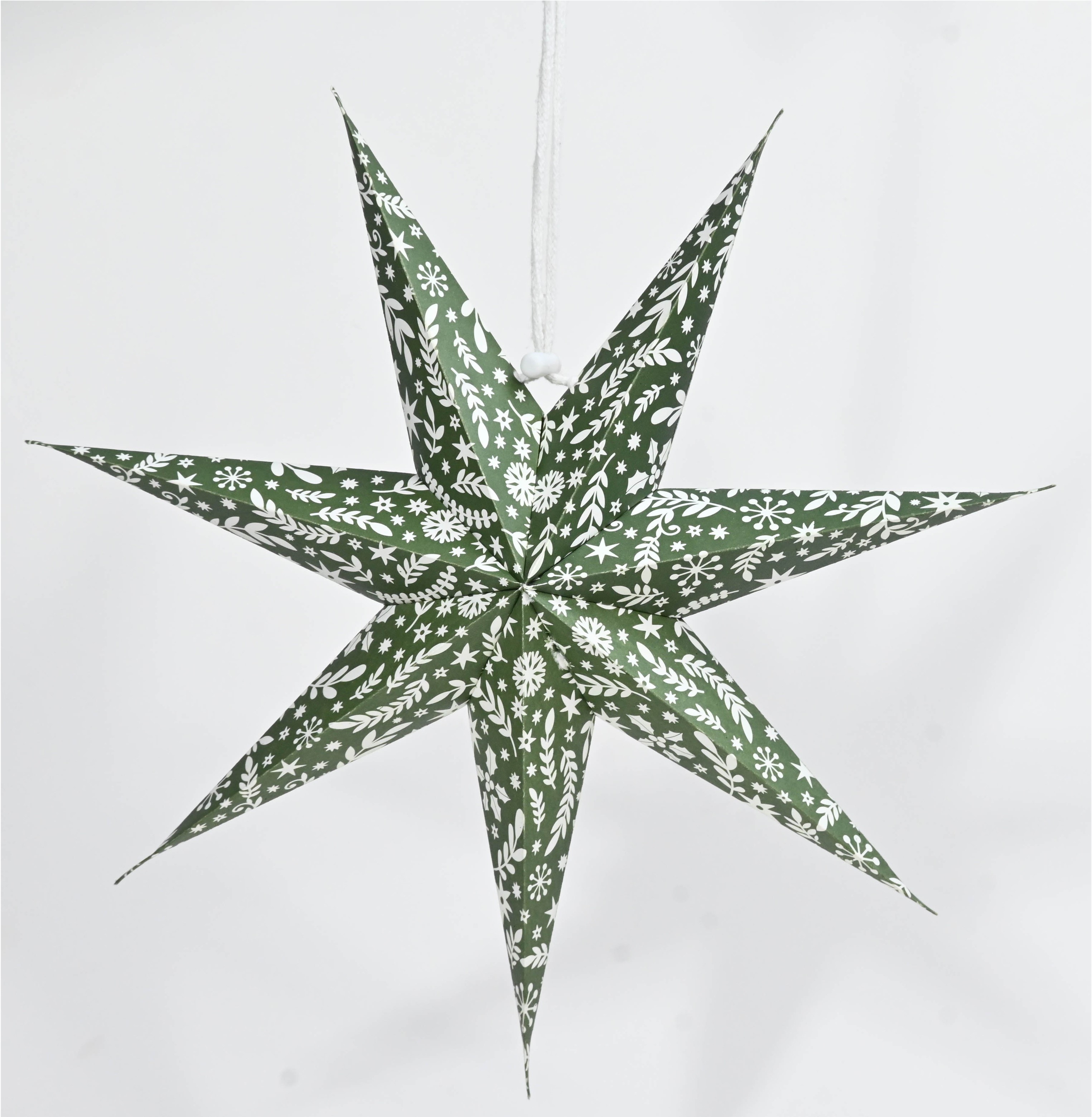 Printed Star Hanging - 30cm Green B Gift