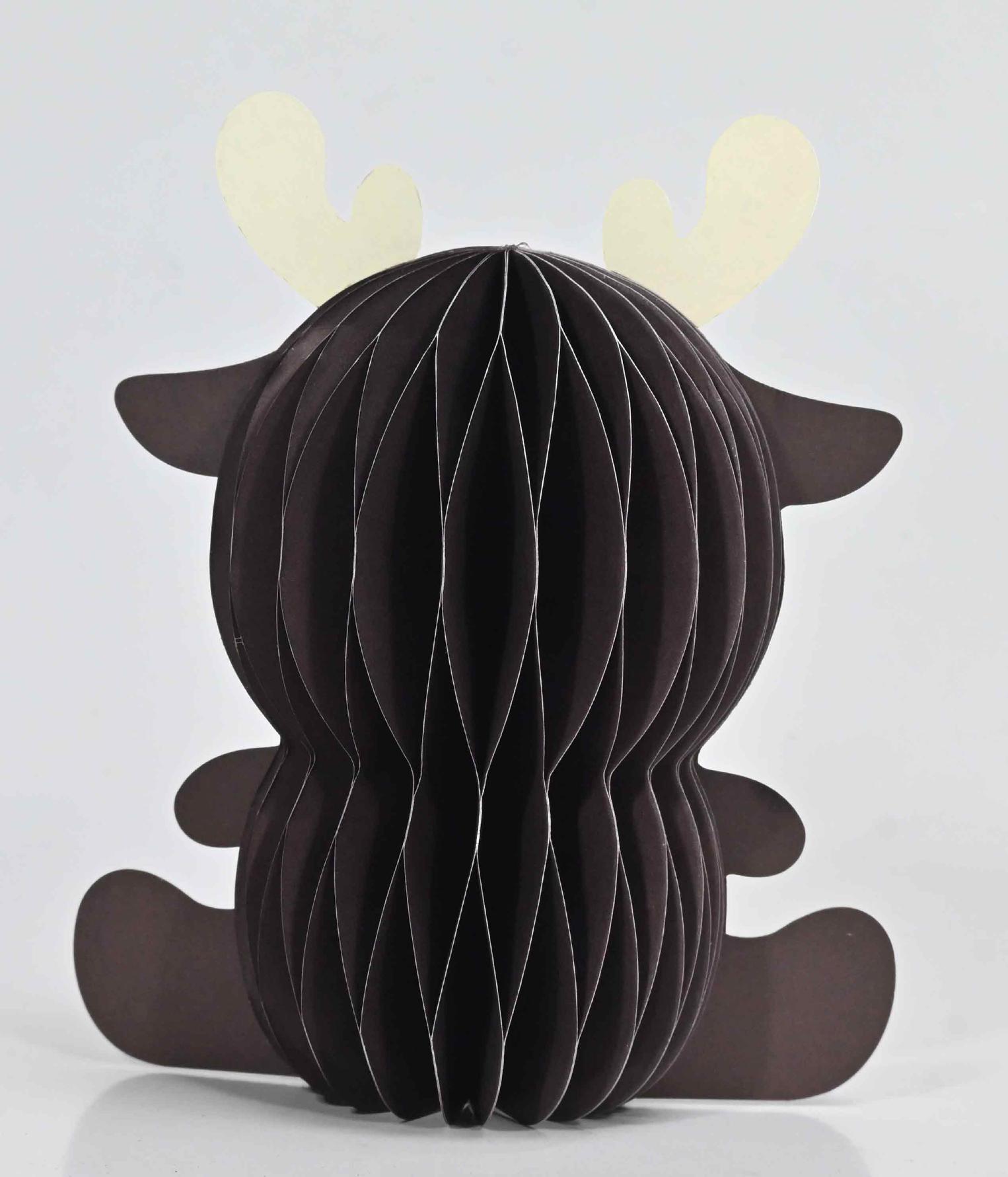 Honeycomb Reindeer Table Dec - 15cm Brown Gift