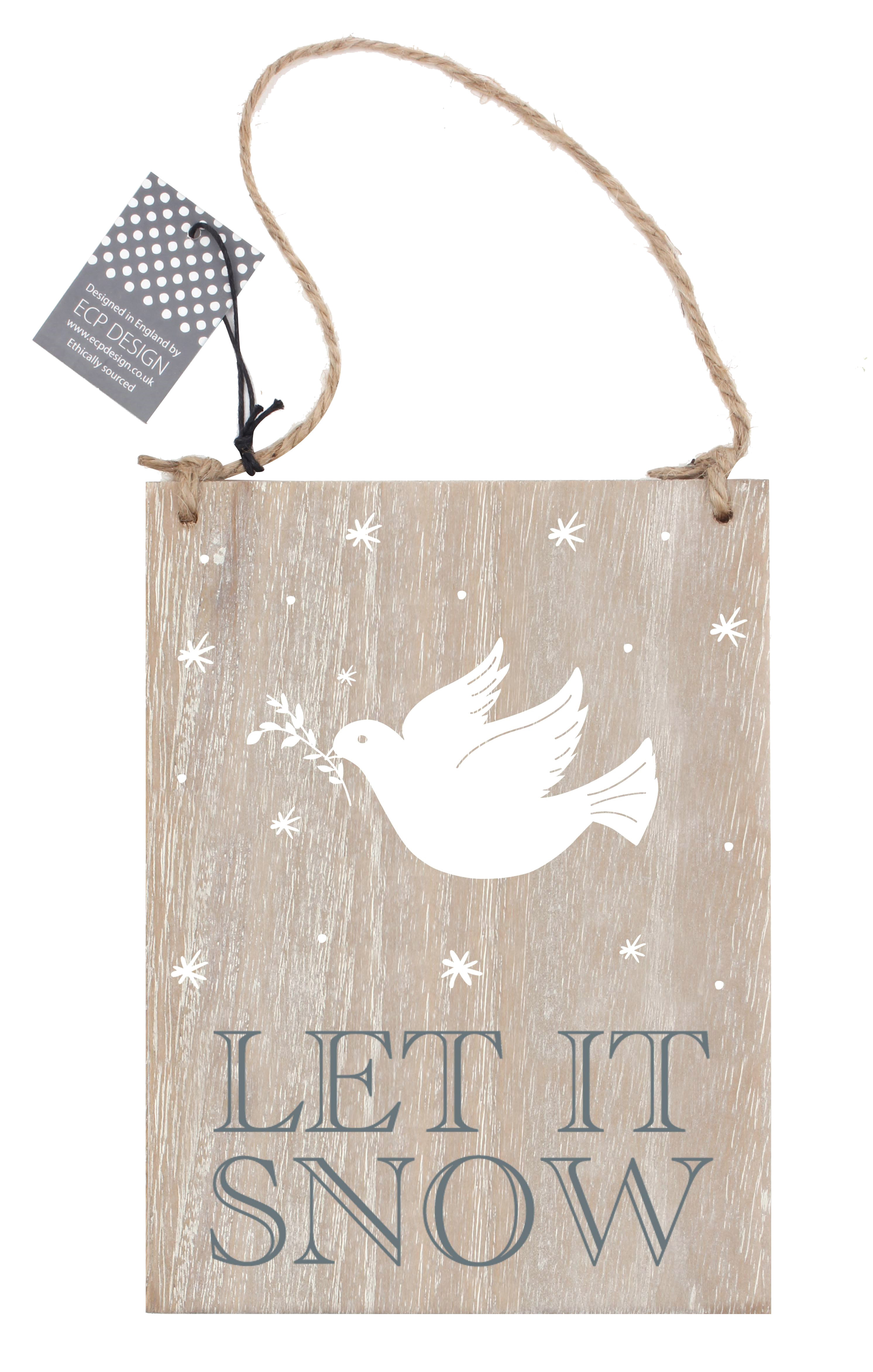 Let It Snow Wooden Sign Scandi Winter Gift
