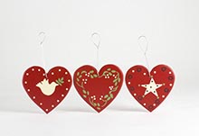 Set Of 3 Red Heart Decors Gift